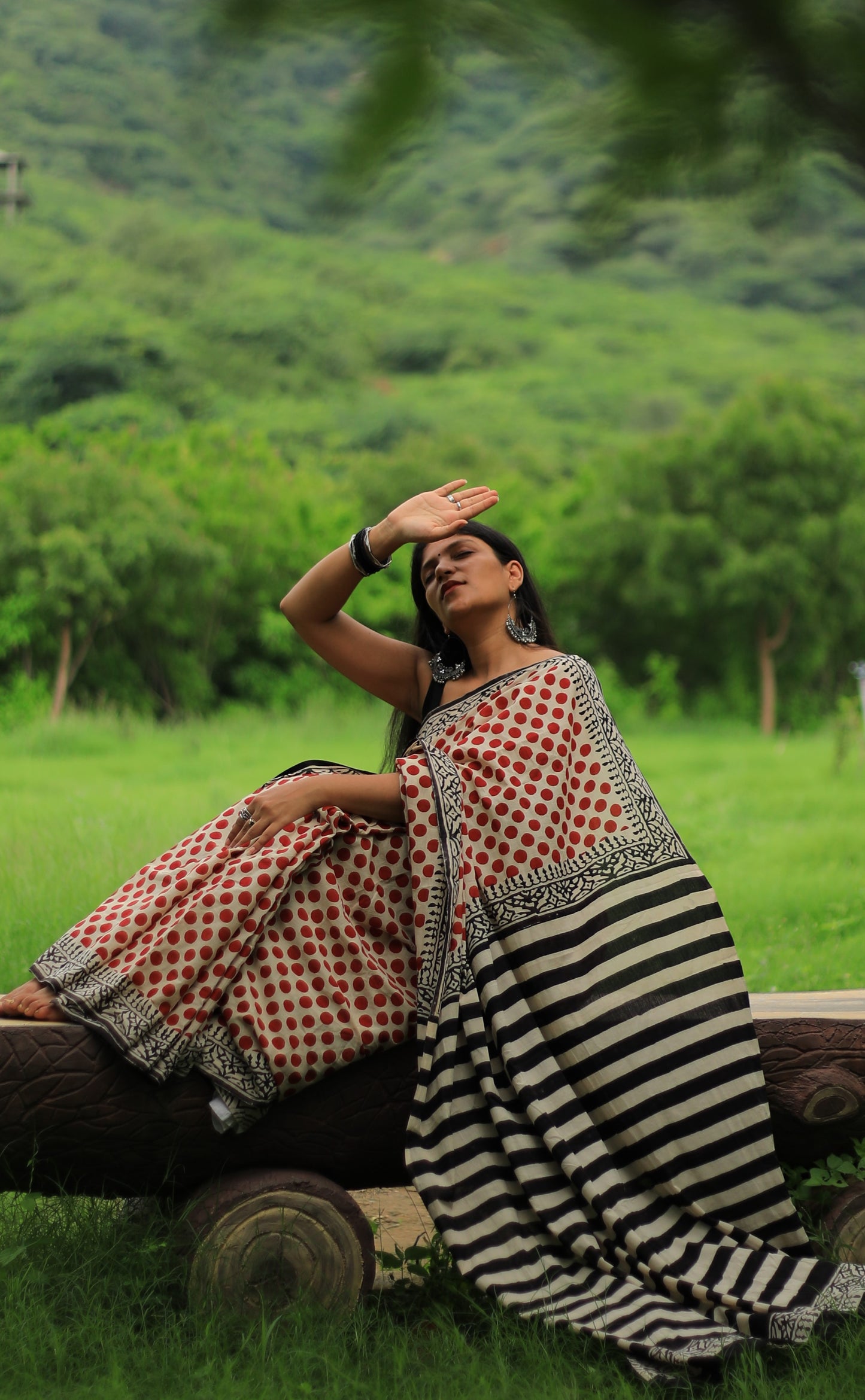 Bindiya Cotton Mulmul Hand Block Print saree