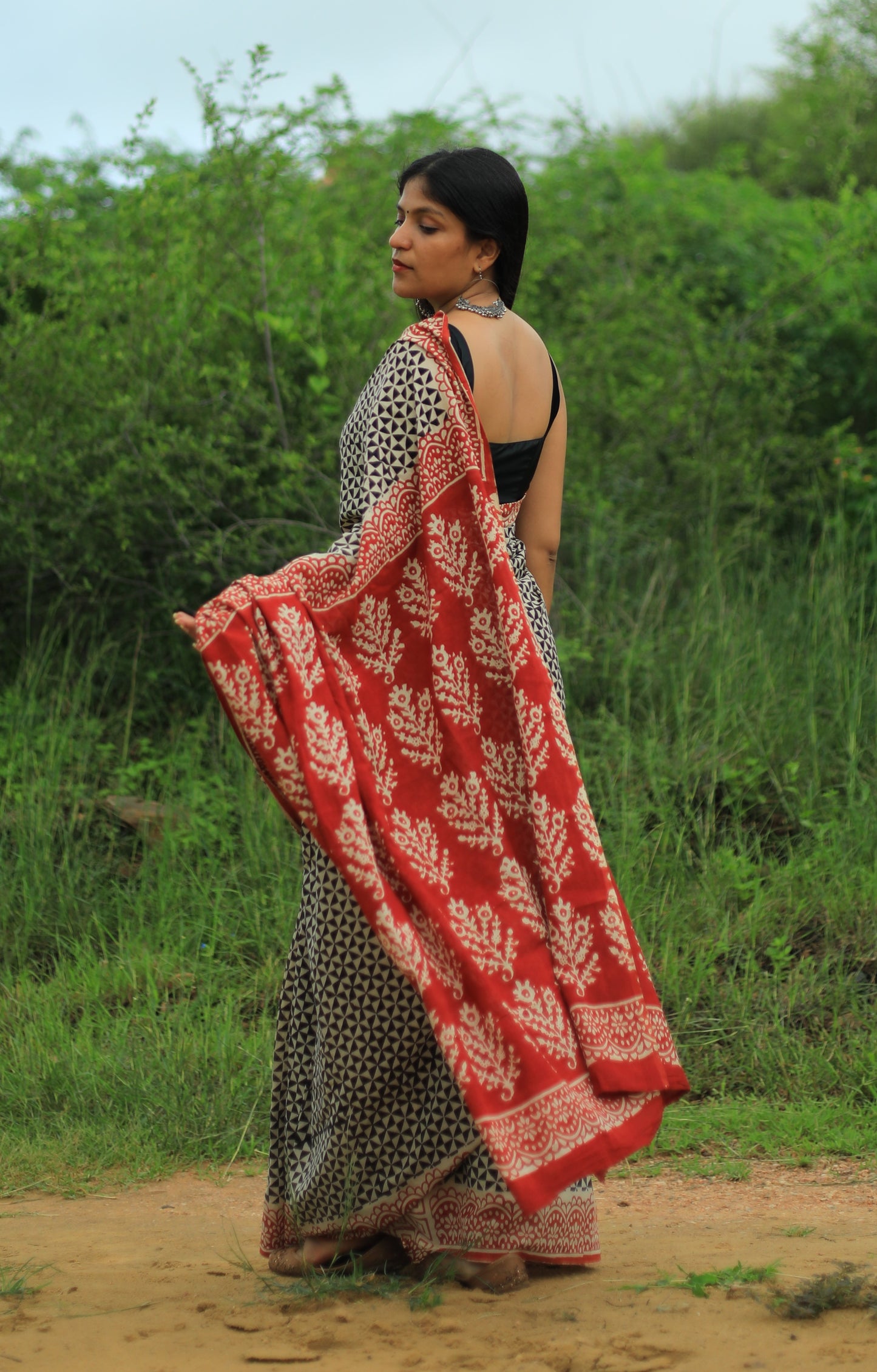 Sitara Cotton Mulmul Hand Block Print saree