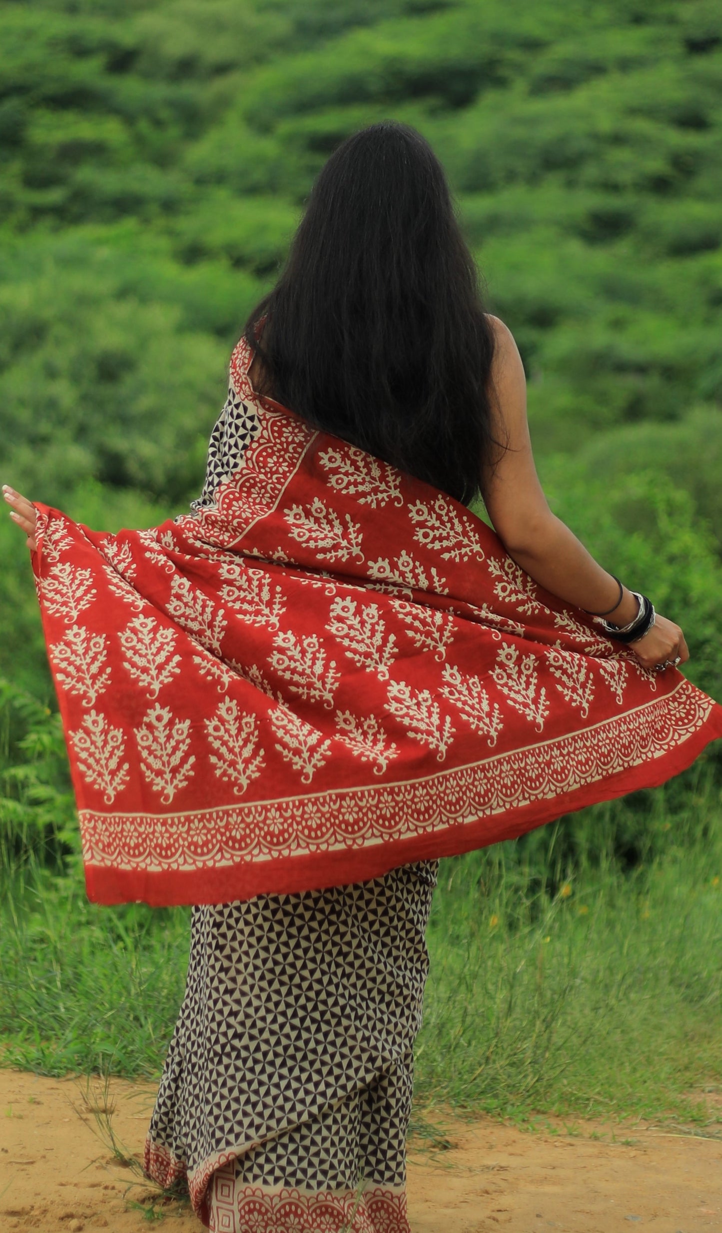 Sitara Cotton Mulmul Hand Block Print saree