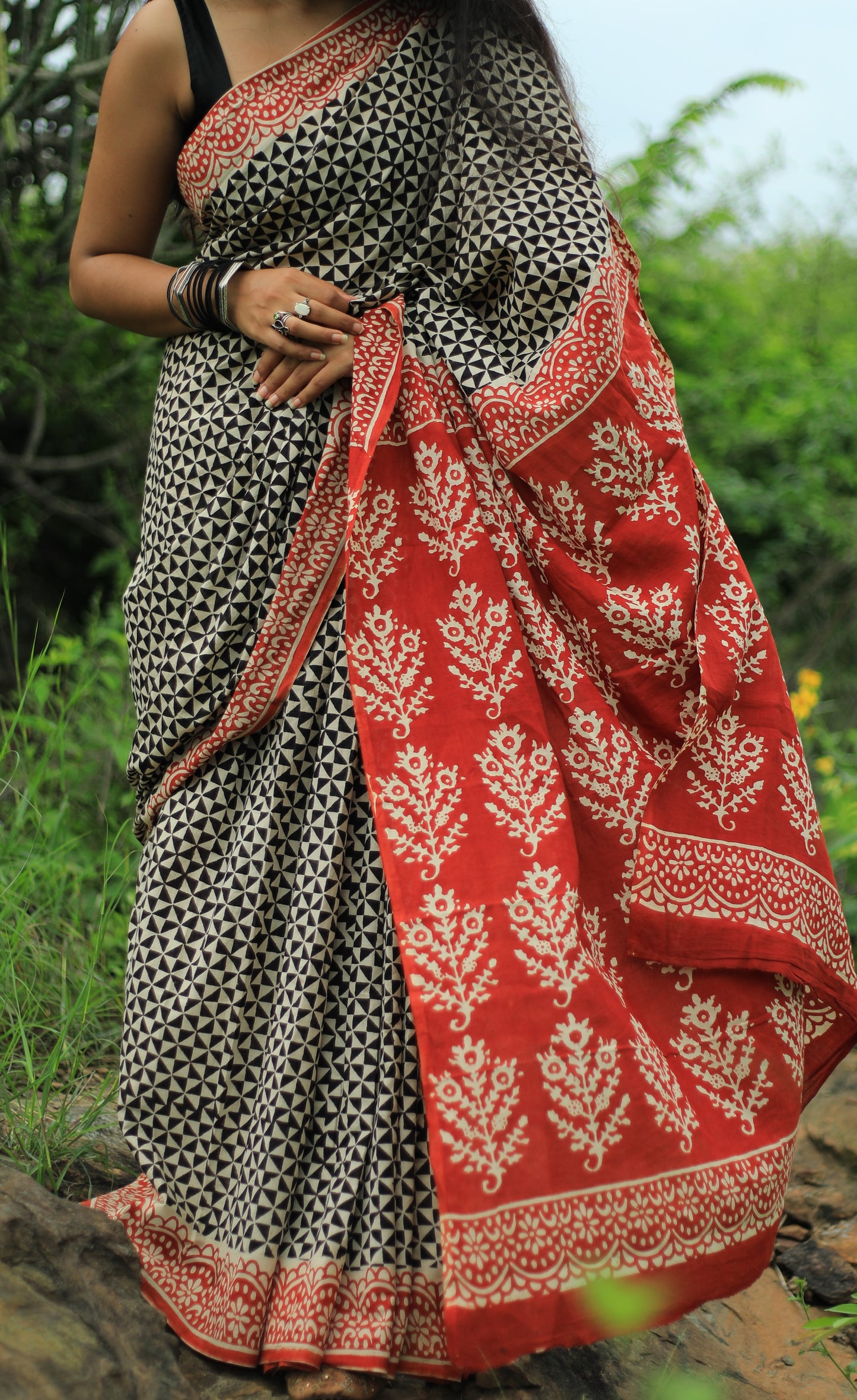 Sitara Cotton Mulmul Hand Block Print saree