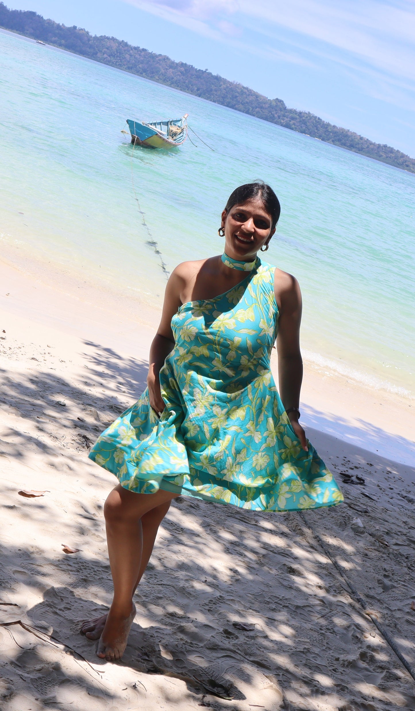 Beachy Barbie Halter One Shoulder dress