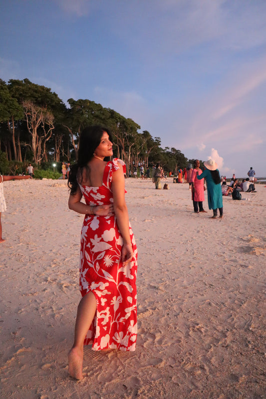 Red White Bright Maxi Dress
