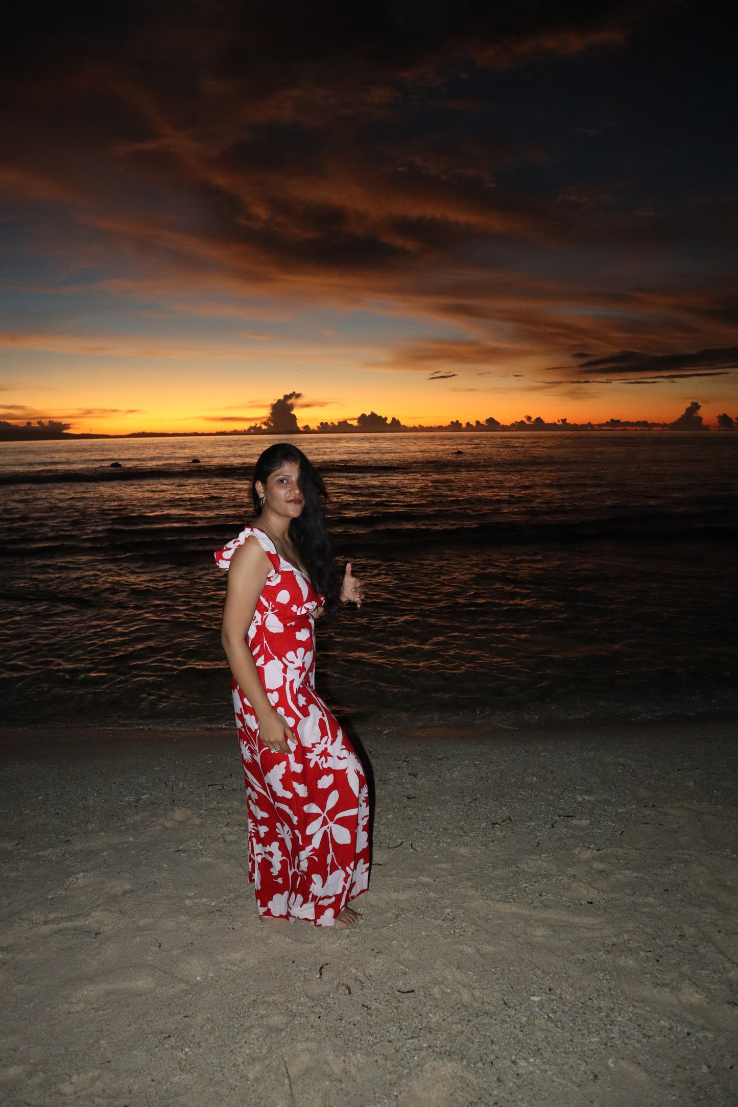 Red White Bright Maxi Dress