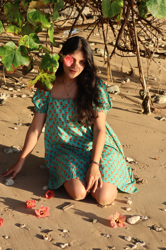 Island Flower Short loose Dress