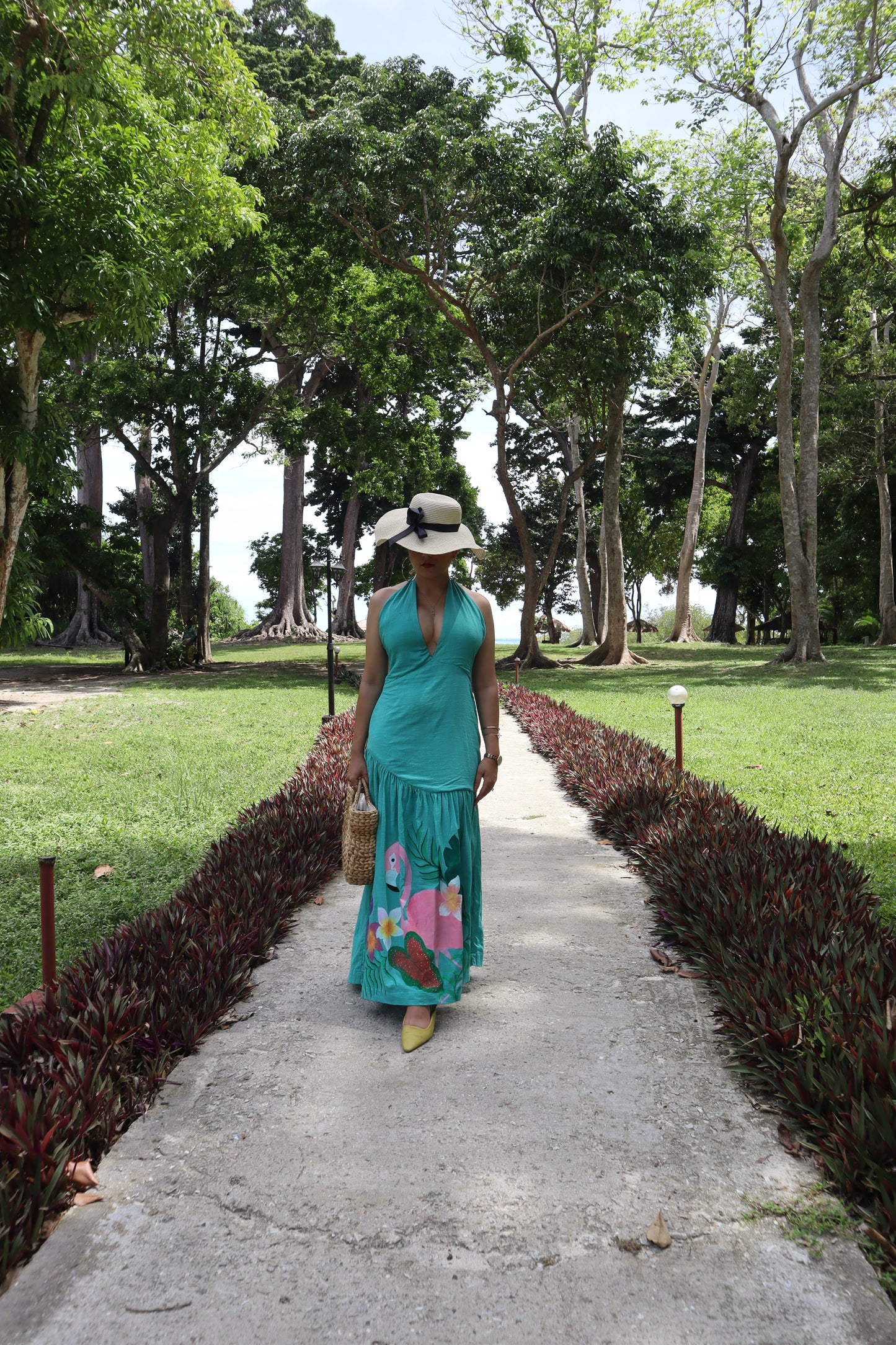 Flamingo Paradise Backless Mermaid Dress