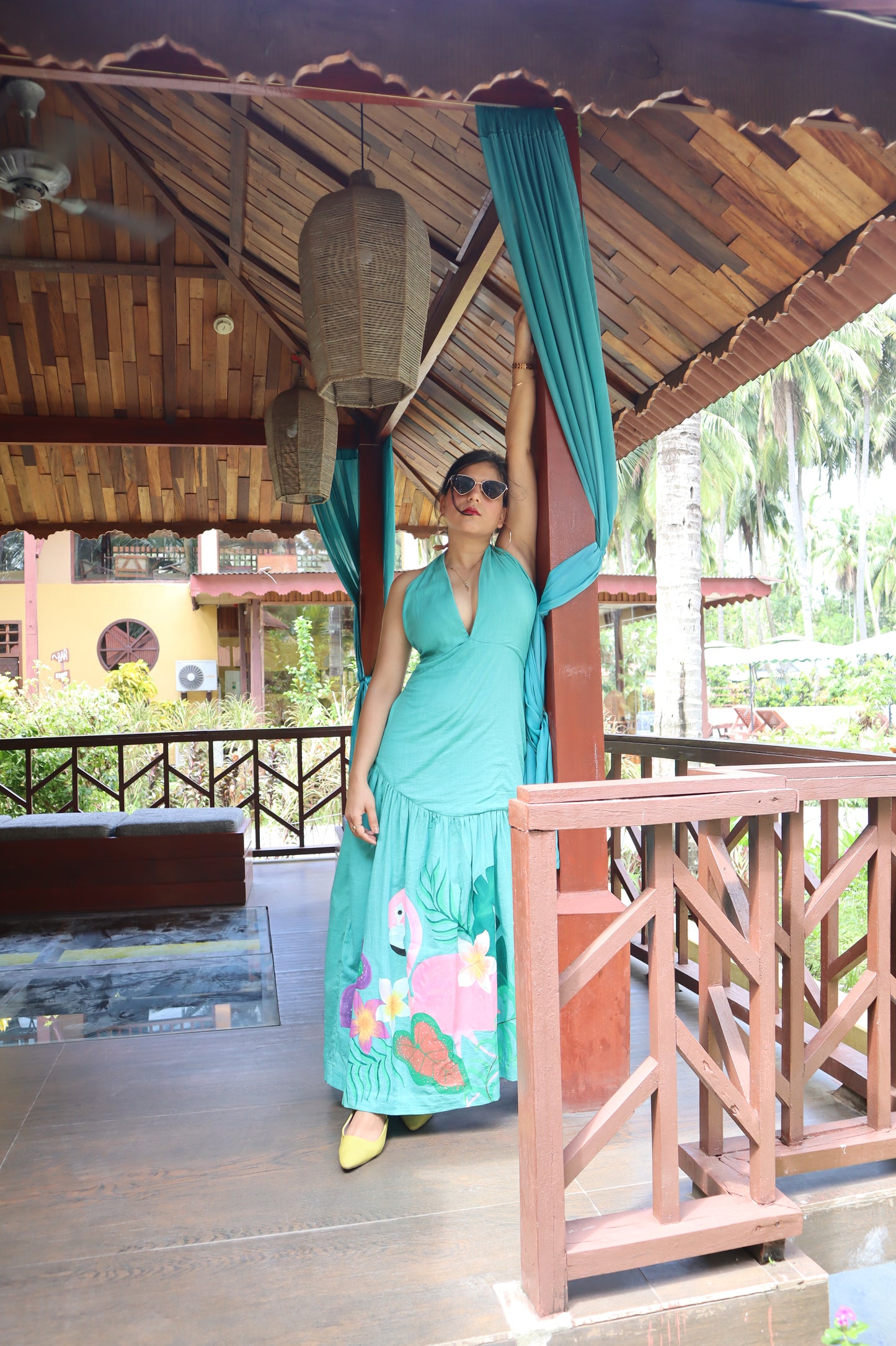 Flamingo Paradise Backless Mermaid Dress