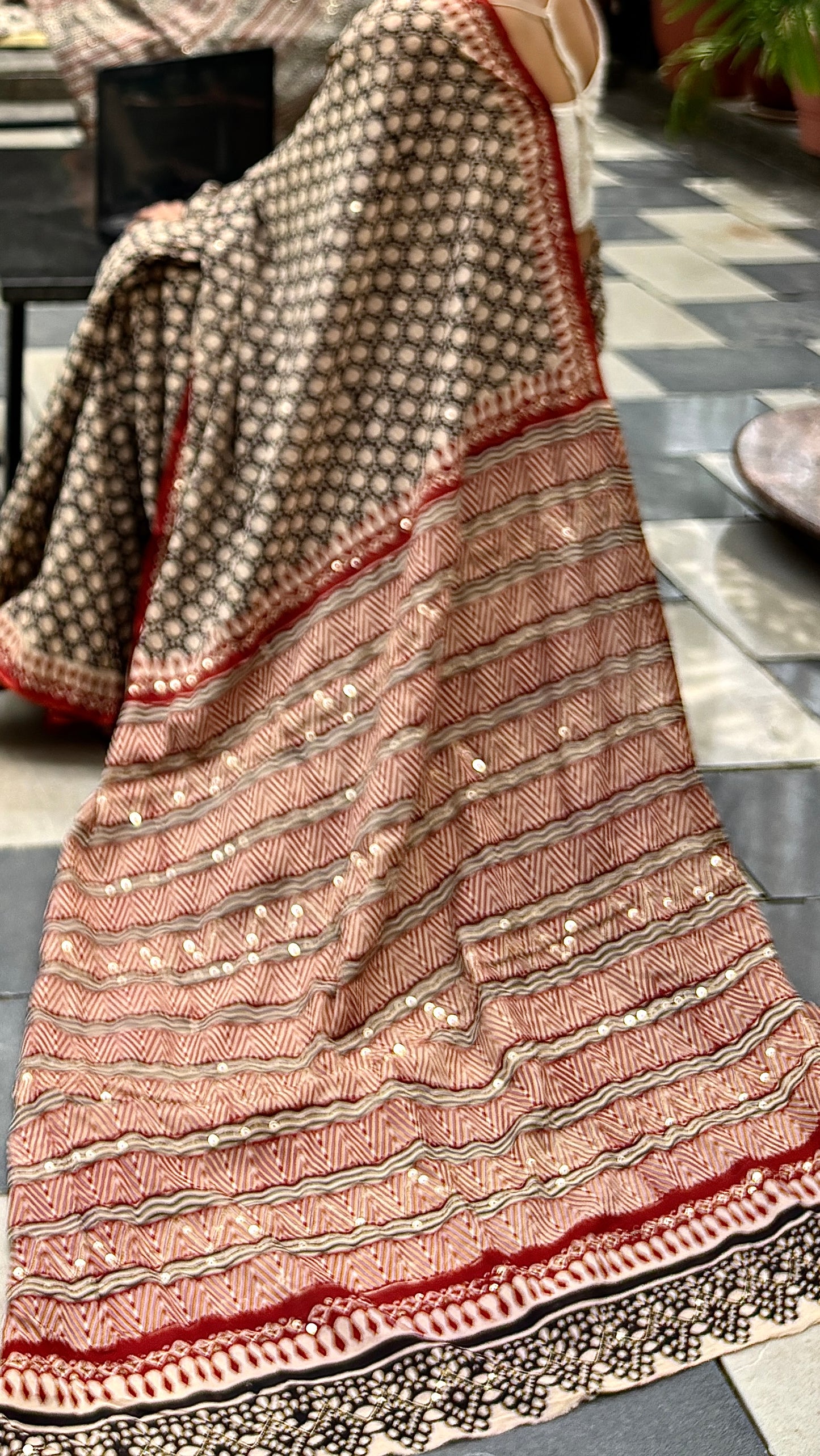 Ruhani Cotton Mulmul Hand Block Print Hand embroidered saree